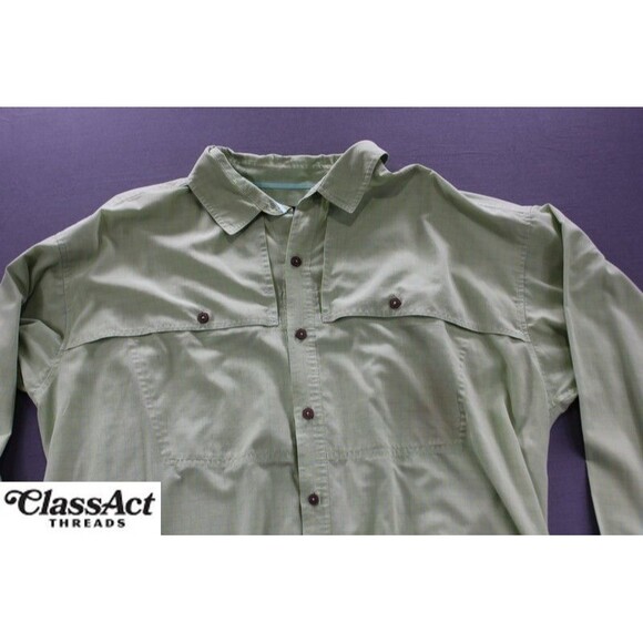 Patagonia Island Hopper Shirt Mens Long Sleeved Vented Fishing Green Checked XXL - Picture 2 of 13